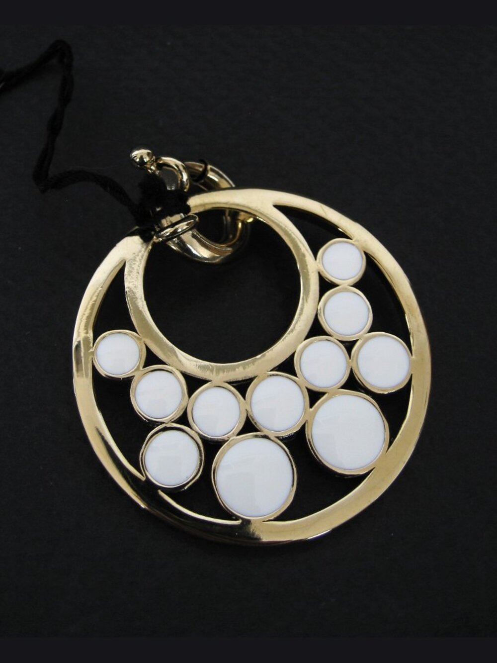 Dyrberg/Kern Idoya large off white enamel and gold pendant